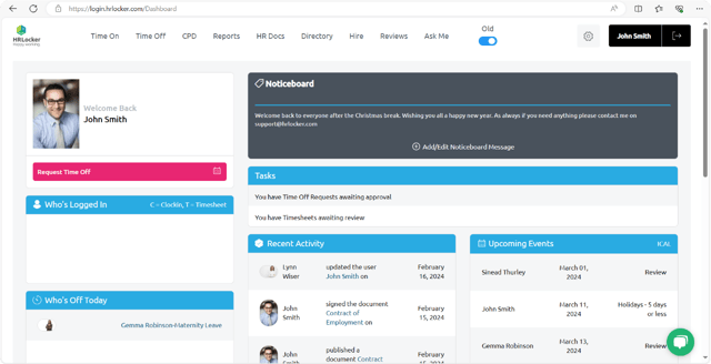 HRLocker dashboard