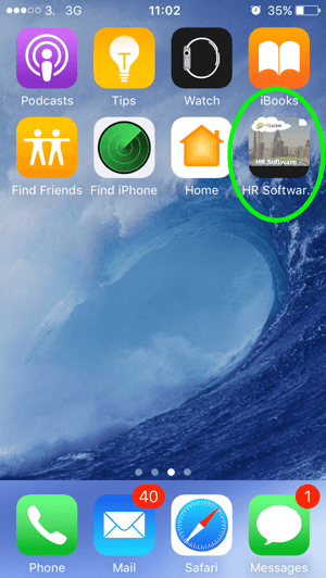 HR timesheet app on iPhone home screen