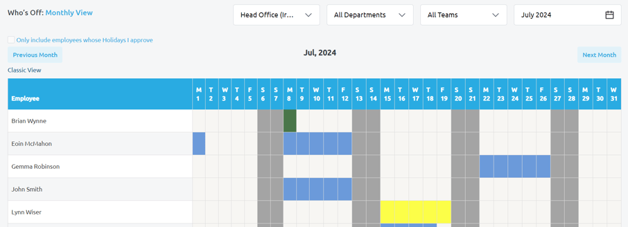 Who's Off Calendar HRLocker