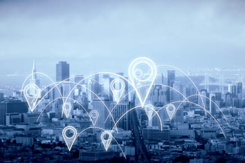 image of city demonstrating remote teams using timesheets for blog posts about mobile apps for hr software