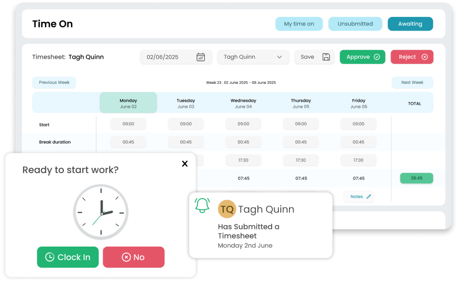 Use our timesheets & project tracking feature