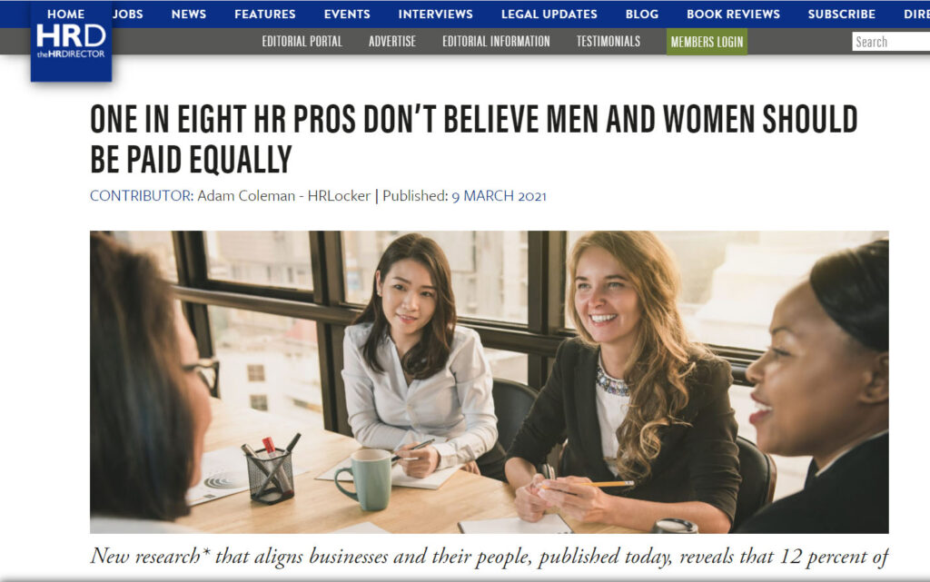 1 in 8 HR Professionals don’t believe that men & women should be paid equally