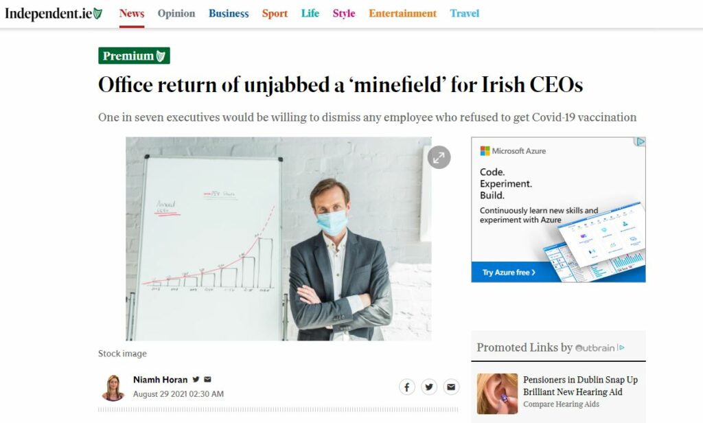 Office return of unjabbed a ‘minefield’ for Irish CEOs