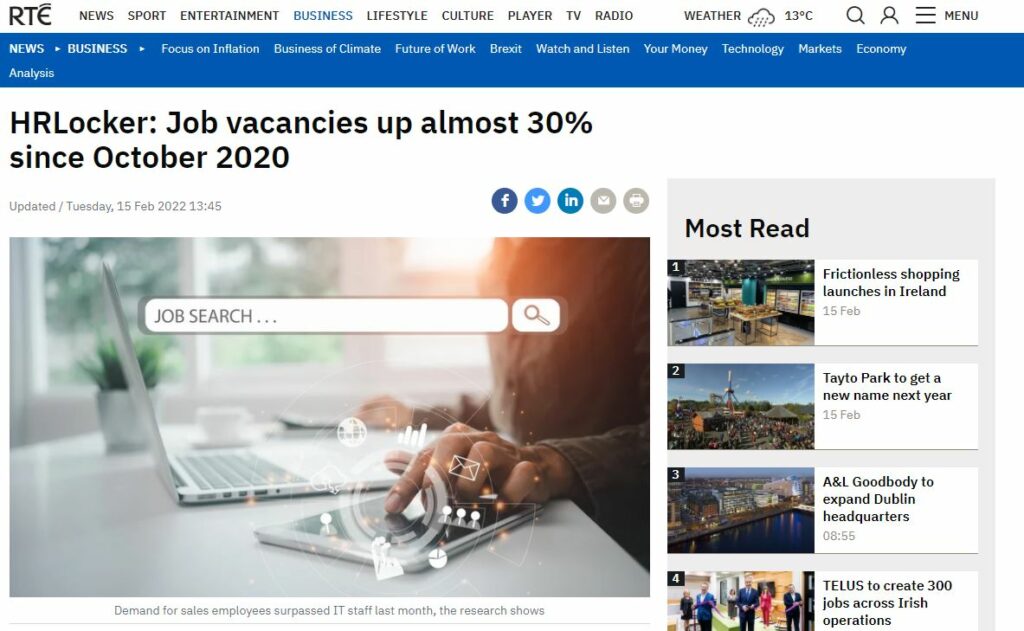 Job vacancies up almost 30% since October 2020