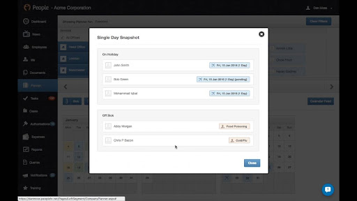 Screenshot of Access People HR’s absence management tool
