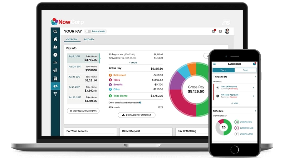 The ADP Enterprise HR® platform and mobile app.