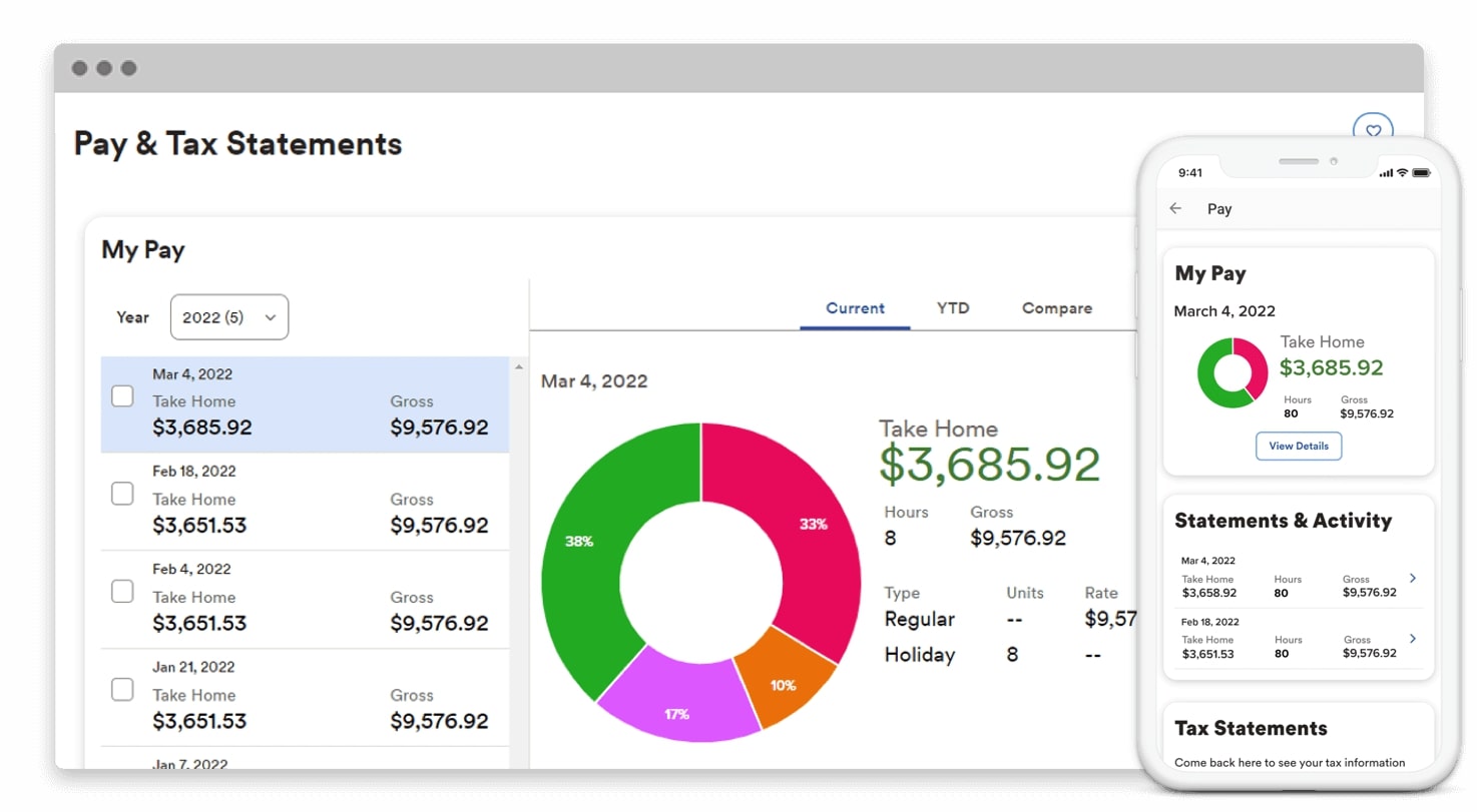 Screenshot of ADP’s payroll app