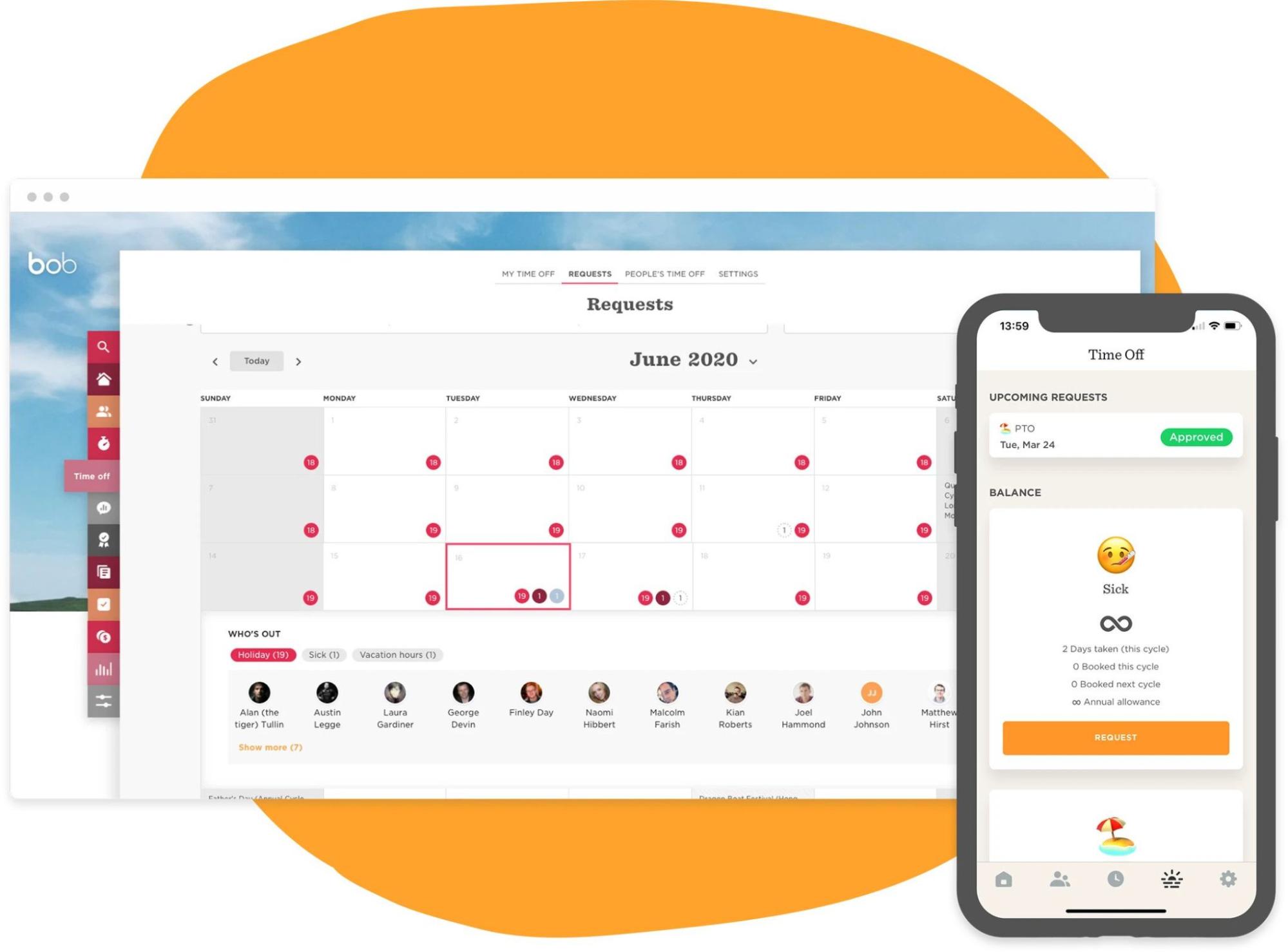 Screenshot of Bob’s time off request app