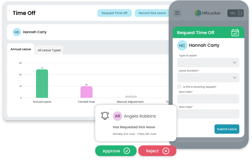 sick leave management screenshots