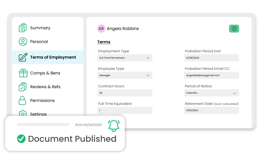 Terms Of Employment Screenshot